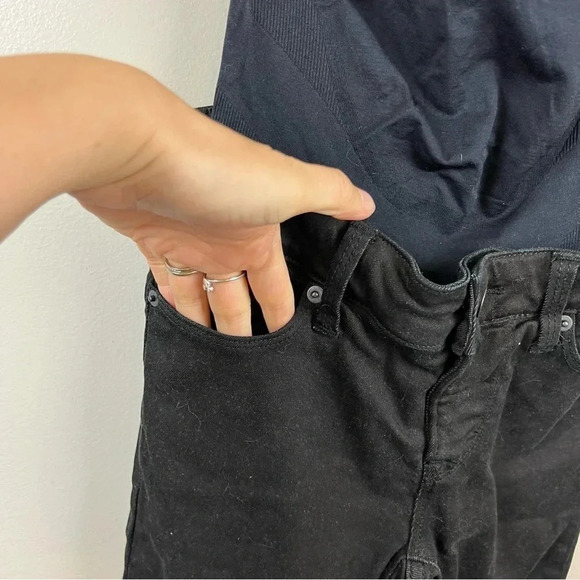 Blanqi Denim Maternity Skinny Jeans 0 Belly Support Distressed Black Full Panel - Picture 7 of 12